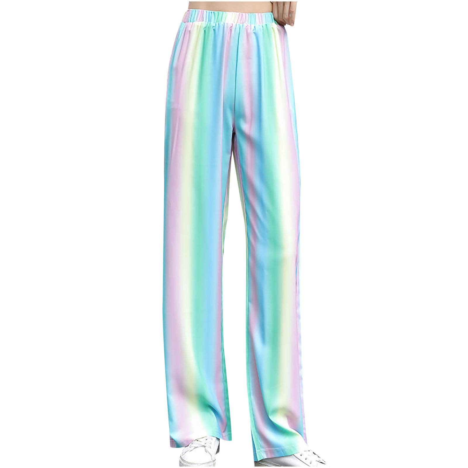 Women's High Waisted Work Pants - Loose Fit Straight Leg Casual Slacks with Elastic Waist & Pockets | Office Wear, Business Casual & Everyday Comfort