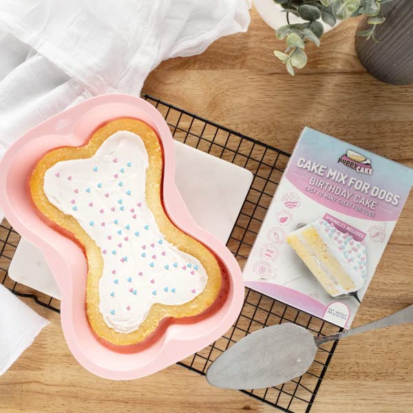 Puppy Cake Mix Dog Birthday Cake Kit with Bone Silicone Pan & Candles - Pink Birthday Cake for Dogs - Made in USA - Perfect for Dog Birthday Parties & Special Occasions