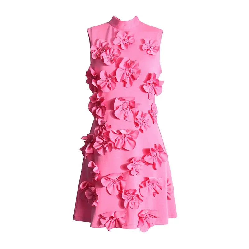 Elegant Women's Short Skirt Dress with Heavy Embroidery & Splicing Belt - Sleeveless Spring Fashion for Casual Wear, Party & Office Outfits