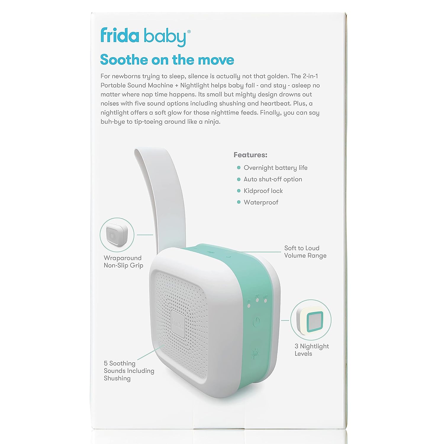 2 in 1 Portable Sound Machine and Nightlight for Baby - White Noise Maker & Soothing Night Light for Nursery, Bedroom, Travel, and Office Use
