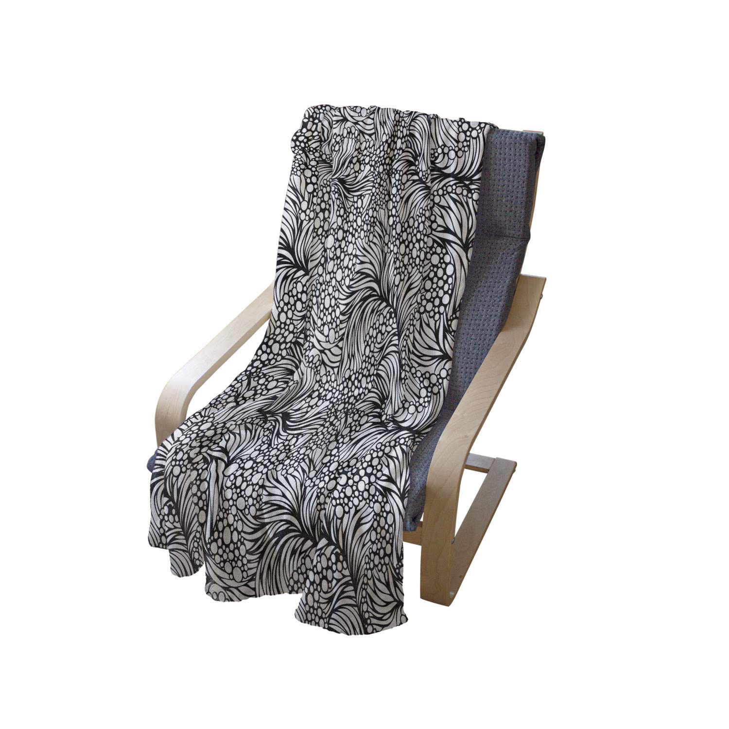 Ambesonne Black and White Flannel Fleece Throw Blanket | 60