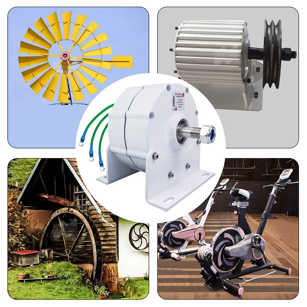 8000W Low Speed 12V/24V 3-Phase Gearless Permanent Magnet AC Alternator - For Wind Turbine, Water Turbine & Diesel Engine (110V) | Perfect for Off-Grid Power, Renewable Energy Systems & Emergency Backup