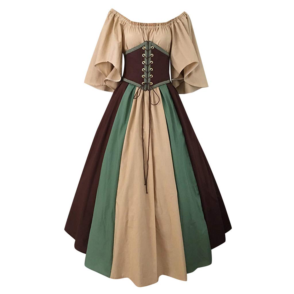 Elegant Renaissance Dress for Women - Medieval Victorian Ball Gown with Corset & Flare Sleeves | Perfect for Masquerade Balls, Halloween Costumes & Themed Parties | Historical Reenactment & Cosplay Outfit