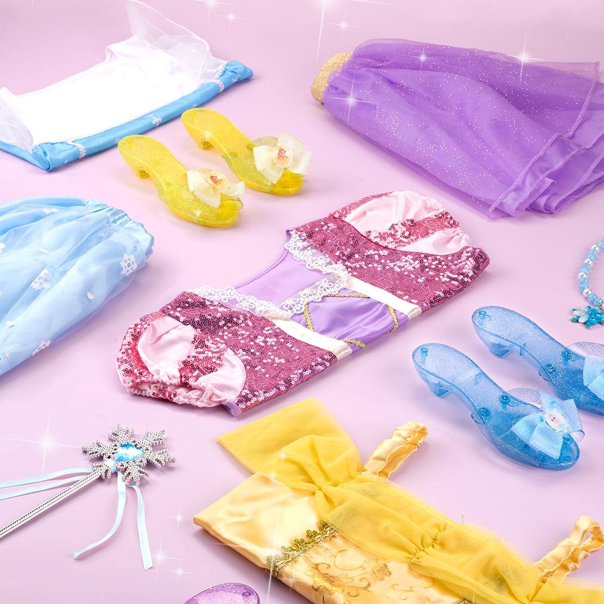 Meland Princess Dress Up Costume Set for Girls Ages 3-6 | Fairy Tale Pretend Play Outfit with Crown & Shoes | Perfect Birthday Gift for Toddler Girls | Princess Tea Party, Dress Up Play & Birthday Celebration