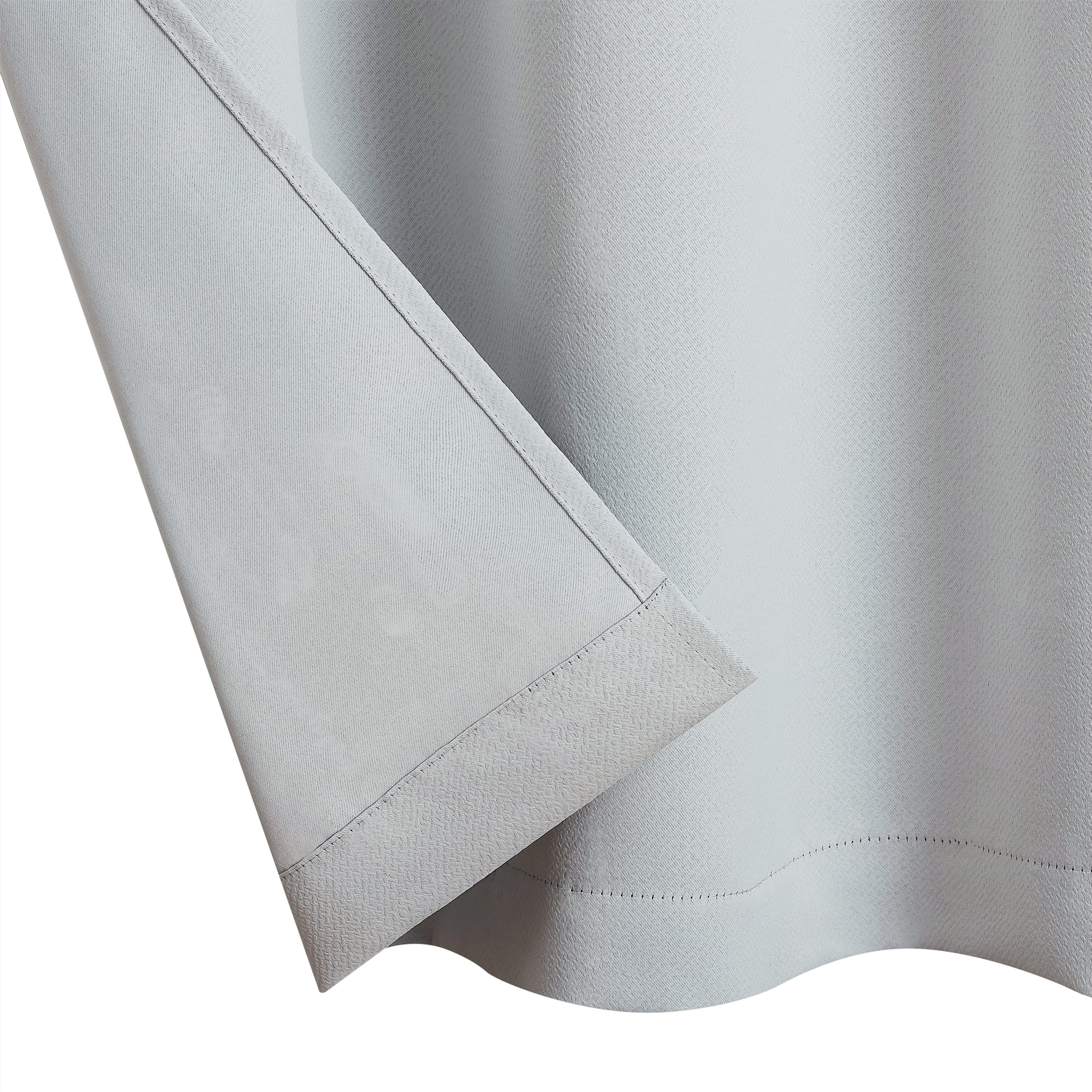 Thermal Insulated Room Darkening Curtains (2 Panels, 38x84 Inches, Light Grey) - Blackout Curtains with Grommets & Tiebacks for Bedroom, Living Room & Kitchen - Energy Efficient Window Treatment for Better Sleep & Temperature Control