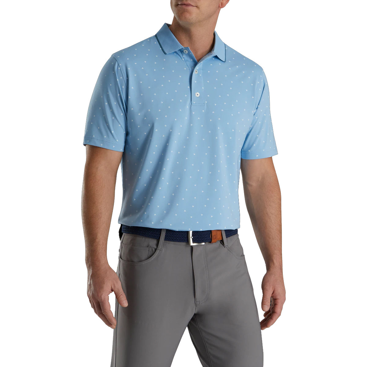 FootJoy Push Play Print Lisle Knit Men's Golf Polo Shirt - Moisture Wicking & UV Protection for Summer Golf & Casual Wear