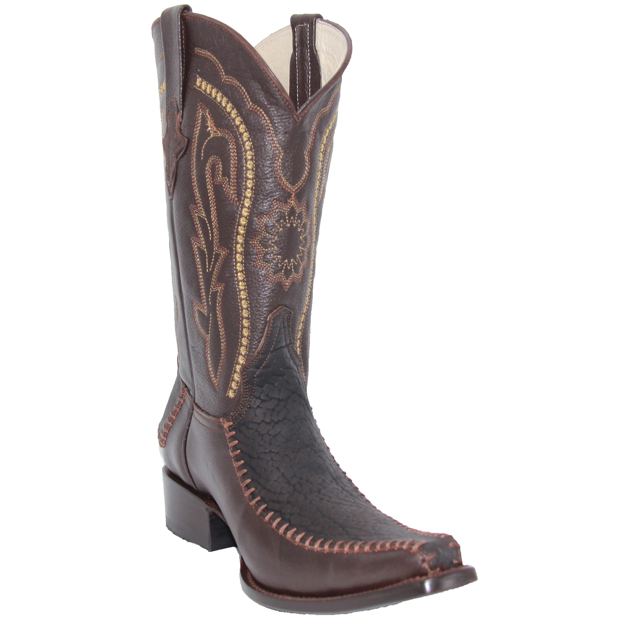 **Western Shops Men’s Genuine Leather Luxury Cowboy Boots with Bull Neck Print – Perfect for Rodeo, Country Music Festivals & Western Fashion**