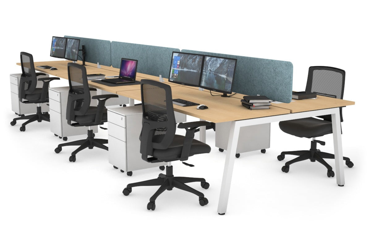 Quadro 6-Person Office Workstation Desk - 1600L x 700W Dimensions - Perfect for Team Collaboration, Conference Rooms & Open Office Spaces