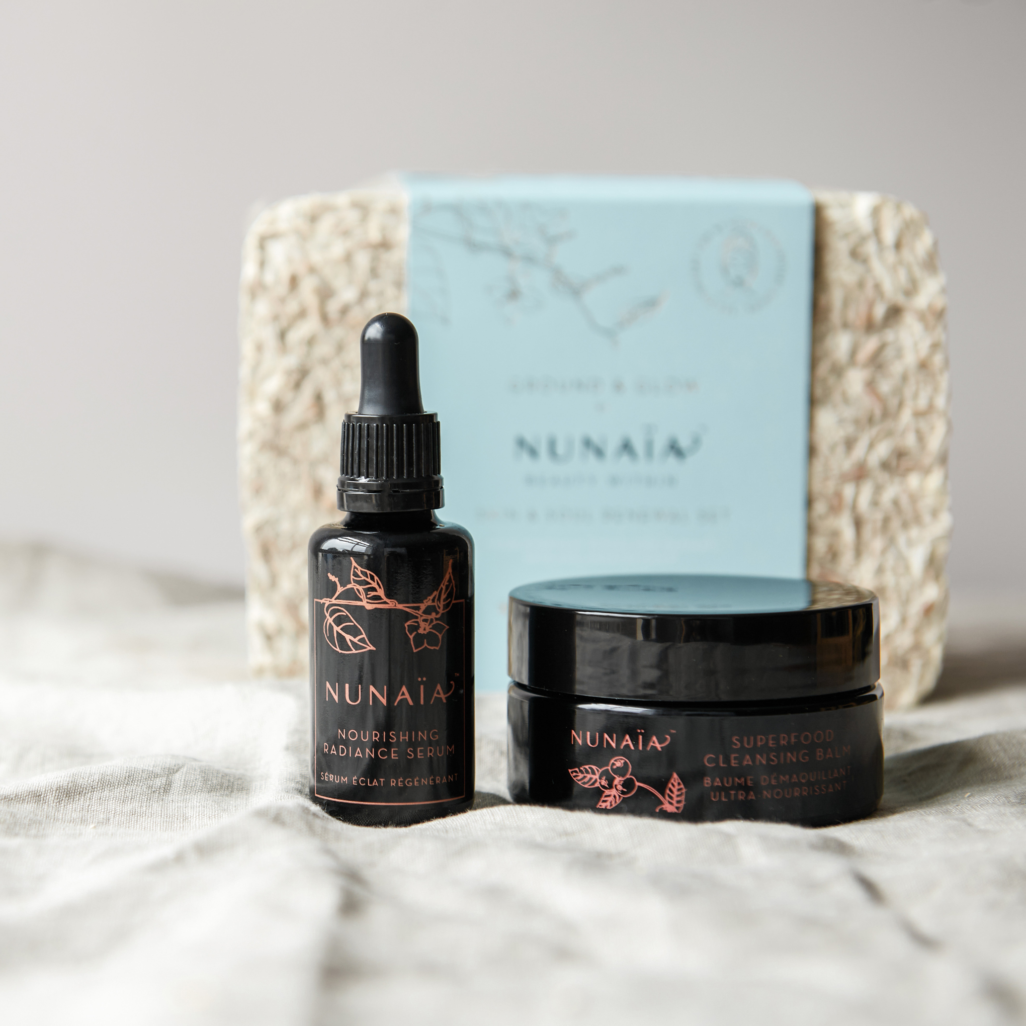 Nunaïa Beauty Ground & Glow Skin Ritual Set - Organic Skincare Kit for Radiant & Hydrated Skin | Perfect for Daily Facial Routine & Self-Care Moments