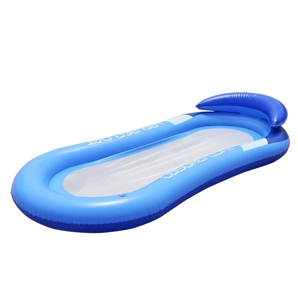 **HKO PVC Inflatable Water Hammock - Portable Floating Bed for Pool, Beach & Lake - Foldable Air Mattress Lounger for Adults & Kids - Blue**    *(Perfect for Relaxing, Sunbathing, or Floating in Pools, Lakes, or at the Beach!)*