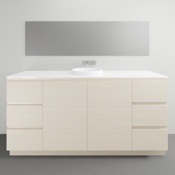 ADP Glacier Lite Ensuite Vanity Set with Solid Surface Top - 3-Piece Door and Drawer Bathroom Vanity for Modern Homes | Perfect for Small Bathrooms, Guest Suites & Apartment Remodels