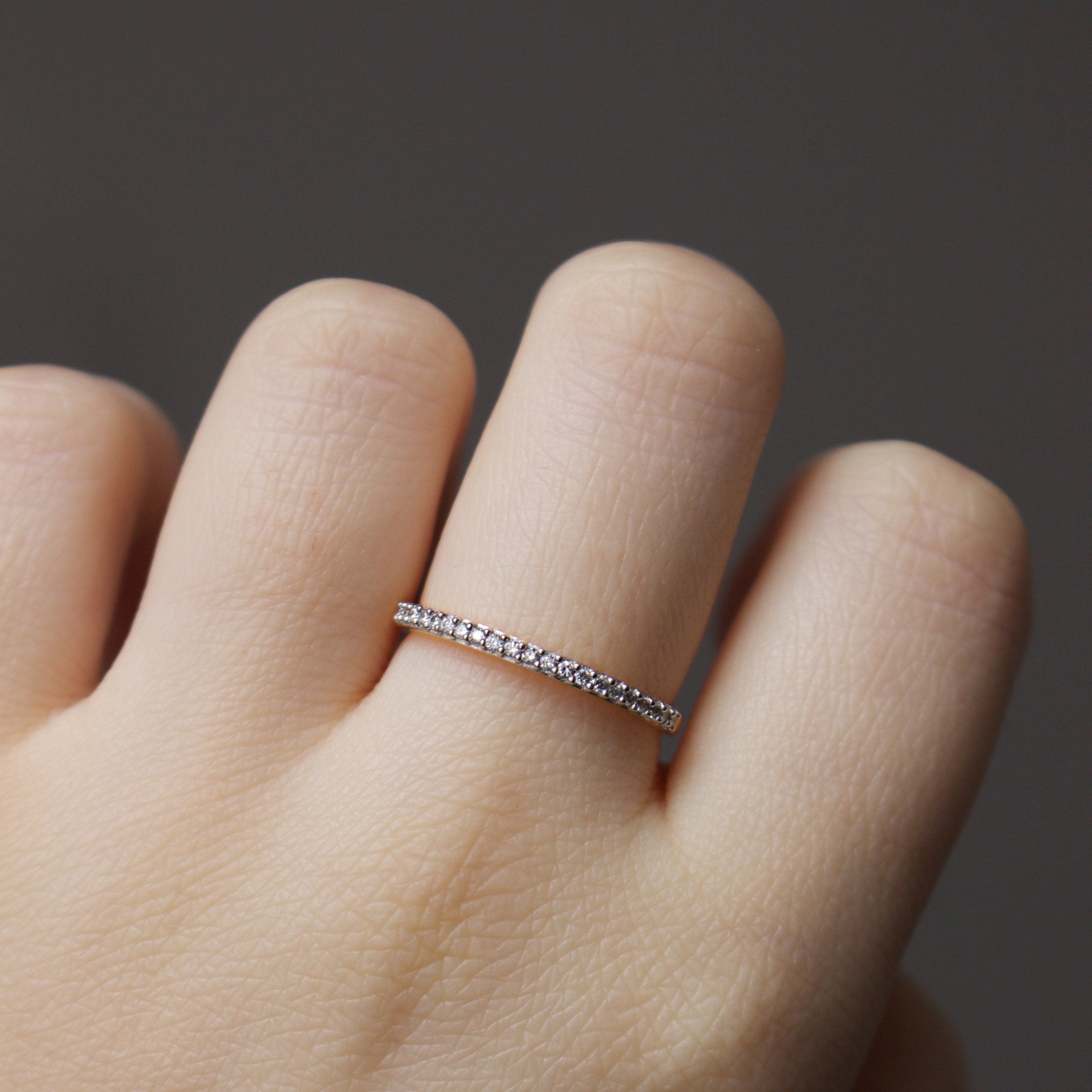 Diamond Pave Eternity Band Ring for Women - 14K White Gold Wedding Anniversary Stackable Bridal Jewelry Gift for Her - Perfect for Engagement, Proposal, and Special Occasions