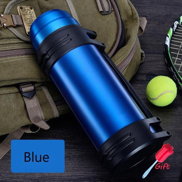 Premium Stainless Steel Double Wall Vacuum Insulated Thermos with Handle - The Aqua Grail Thermo - Keeps Drinks Hot/Cold for Hours - Perfect for Camping, Office & Outdoor Adventures