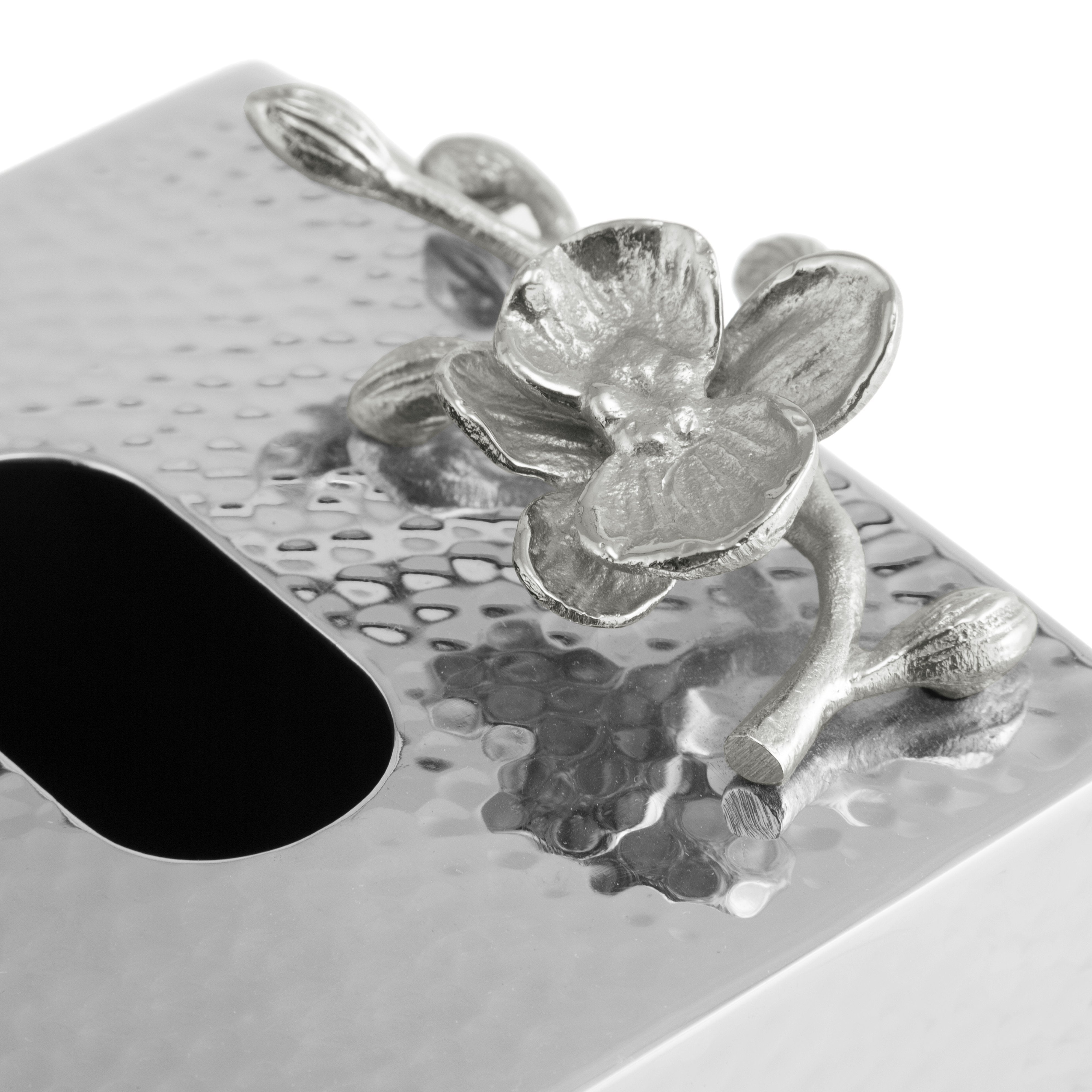 Elegant White Orchid Tissue Box Cover - Home & Office Decor for Living Room, Bedroom, or Bathroom