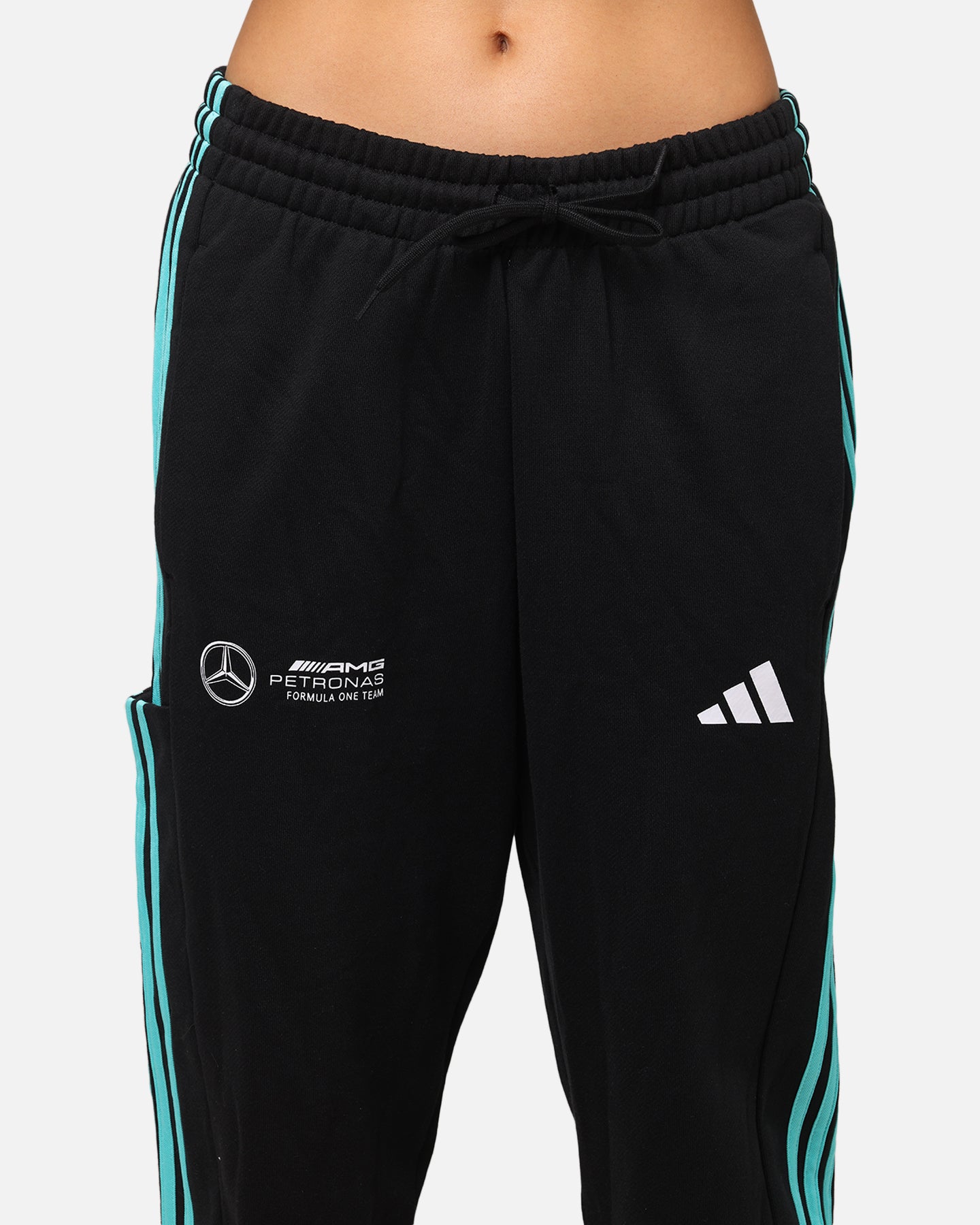 Adidas x Mercedes AMG Petronas Formula One F1 DNA Joggers for Men - Black/White Running Pants for Gym, Workout & Casual Wear