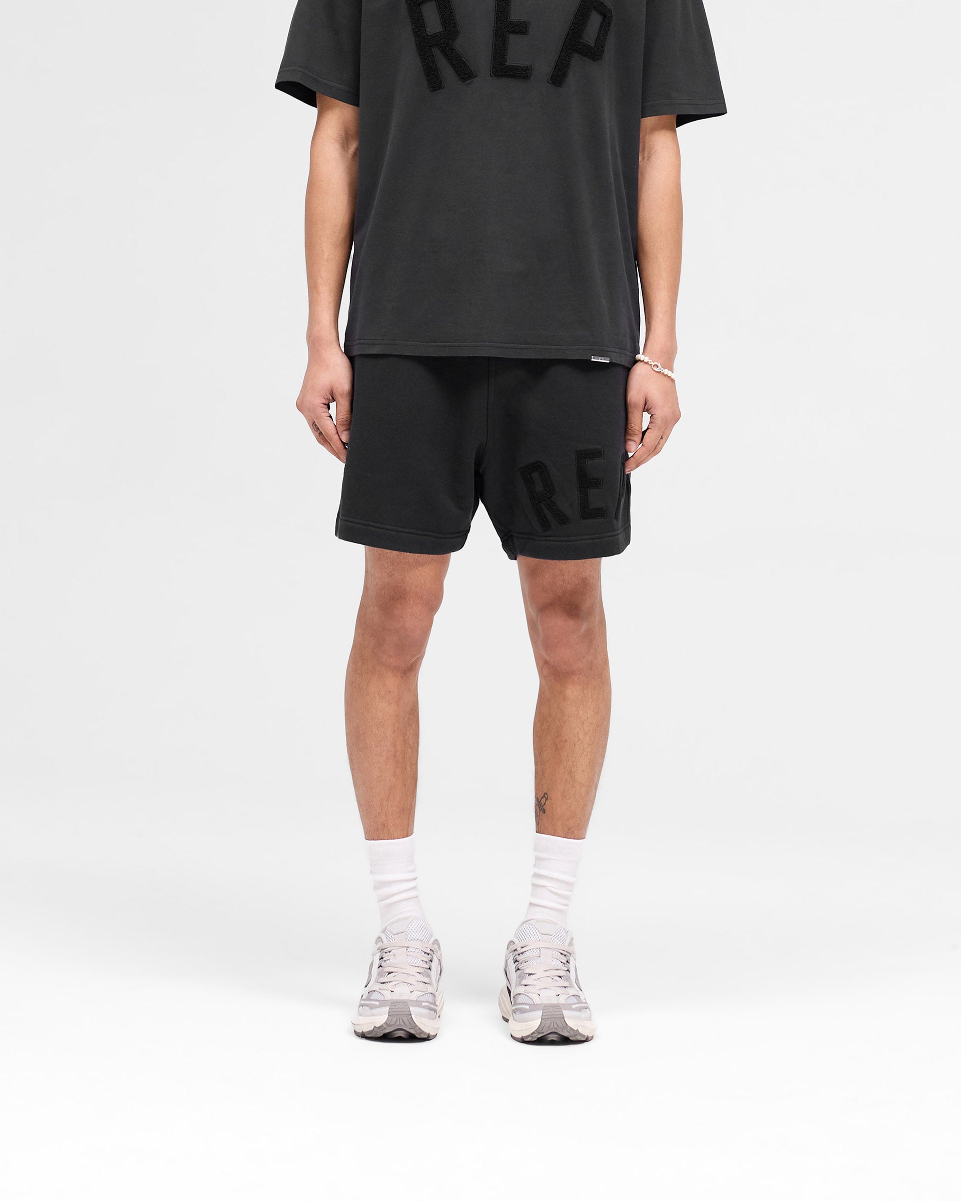 Stylish Rep Applique Shorts in Off Black - Perfect for Casual Outings, Summer Fashion & Streetwear