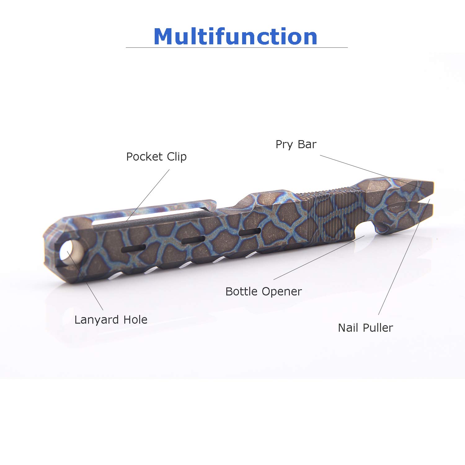 Premium Titanium EDC Pry Bar - Multifunctional Pocket Tool with Nail Puller, Bottle Opener & Clip | Compact Everyday Carry Gear for Camping, Hiking & Survival Kits