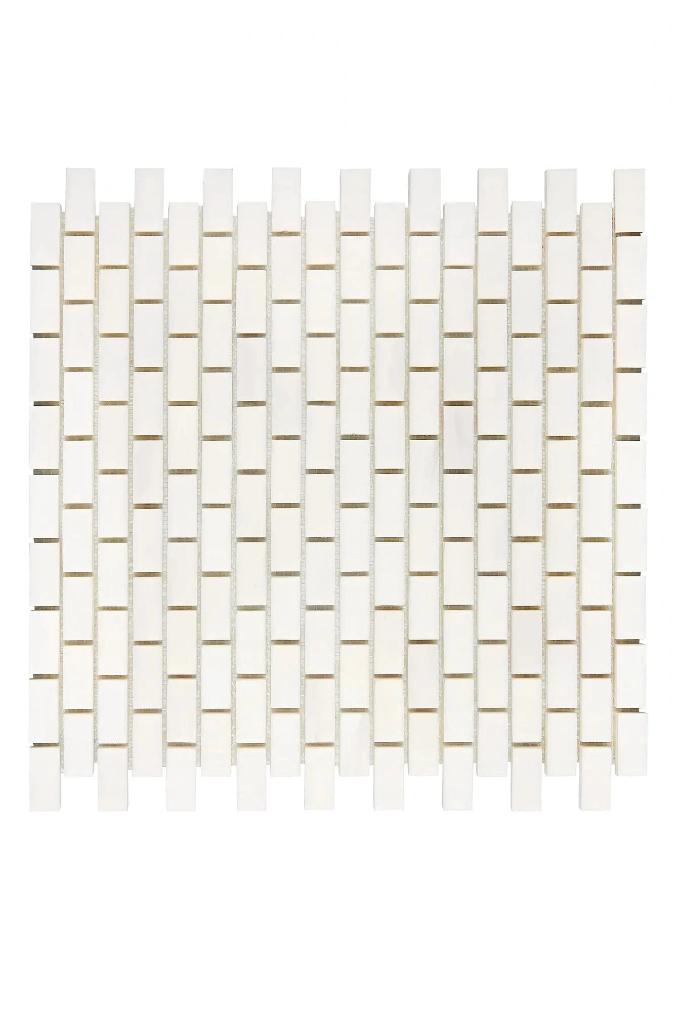 Bianco Dolomite 5/8x1 1/4 Mini Brick Mosaic Tile - Natural Stone Wall & Floor Tile for Kitchen Backsplash, Bathroom, and Shower - Premium Italian Marble Mosaic for Home Decor