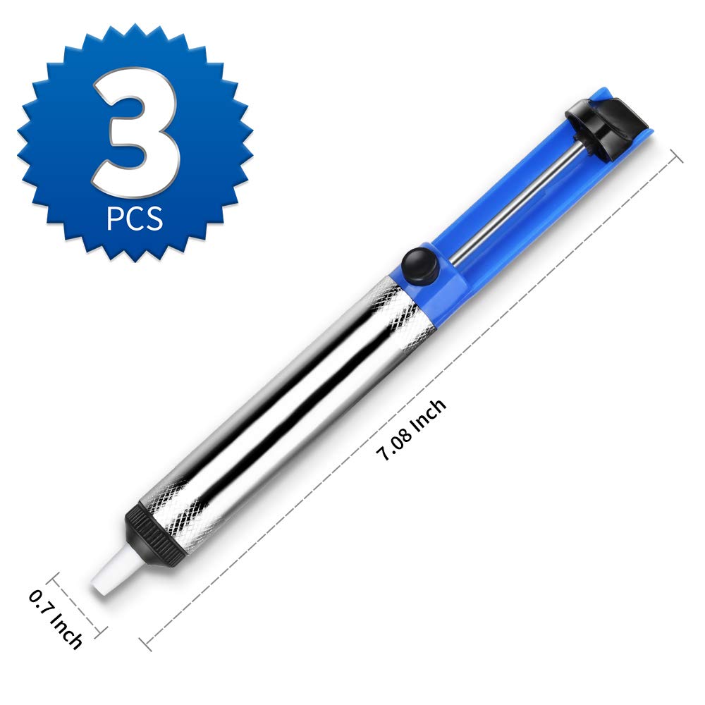 Teenitor Desoldering Pump - 3pcs Solder Sucker Vacuum Tool Kit for Electronics Repair, PCB Work, and DIY Soldering Projects | Efficient Solder Removal for Circuit Boards, Wires, and Components