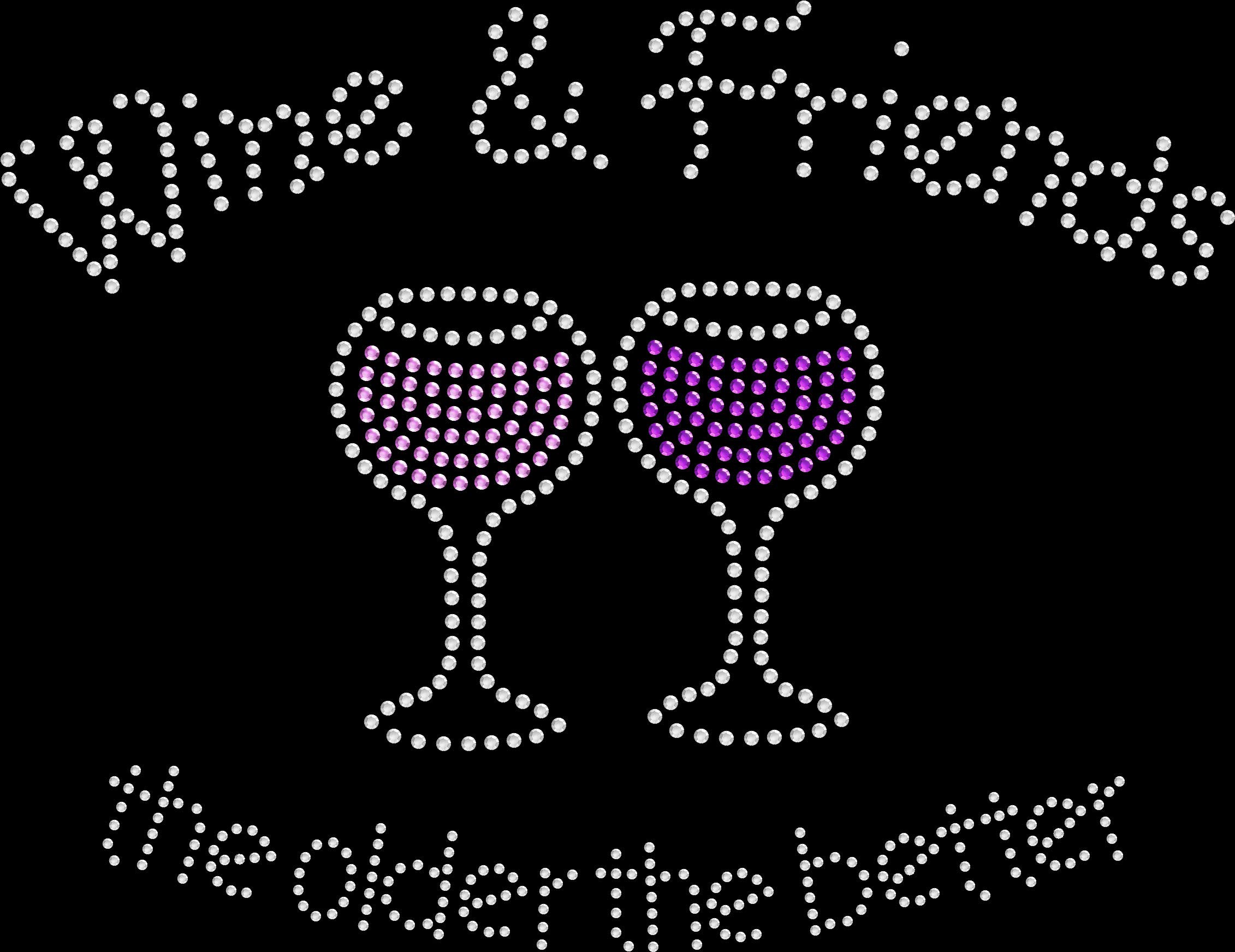 Rhinestone Iron On Transfer for T-Shirts - DIY Bling Sparkle Heat Press Decals for Wine Lovers - Funny 
