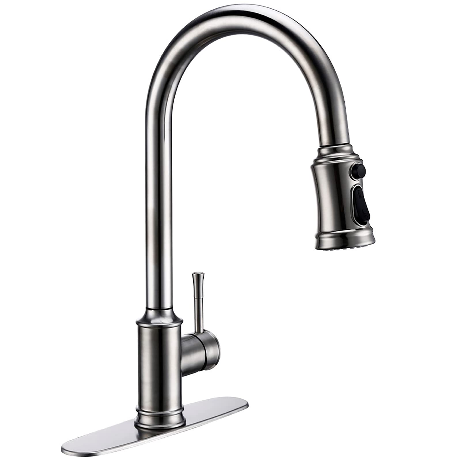 JMXD Touchless Kitchen Faucet with Pull Down Sprayer - Brass Single Handle Deck Mount Sink Faucet with 3 Spray Modes, Brushed Nickel Finish for Modern Kitchens - Perfect for Cooking, Washing Dishes & Food Prep