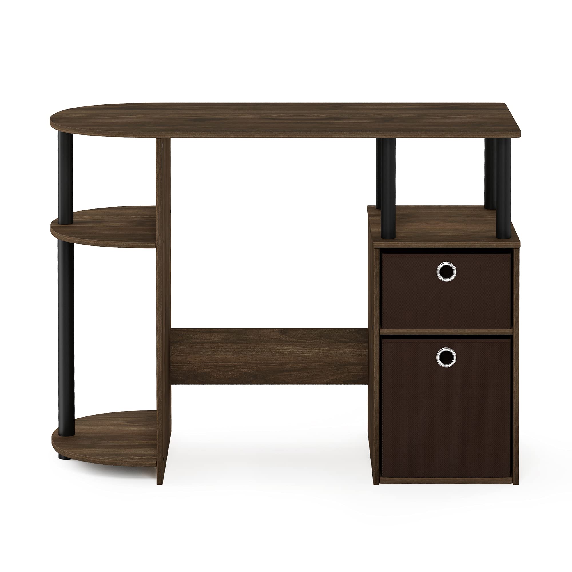 Furinno JAYA Simplistic Computer Study Desk - Columbia Walnut, Black, Dark Brown | Compact Home Office Desk for Small Spaces, Dorm Room, Bedroom & Workspace