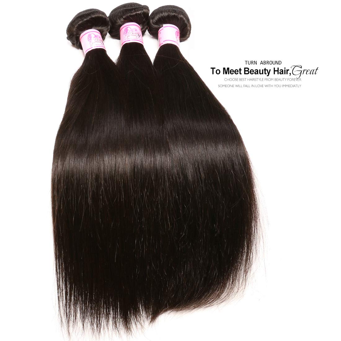 Beauty Forever Hair Brazilian Virgin Straight Hair Weaves - 3 Bundles 100% Unprocessed Human Hair Extensions (20 22 24 Inch) | Natural Color, Can Be Dyed & Bleached | Perfect for Daily Styling, Salon Use & Special Occasions