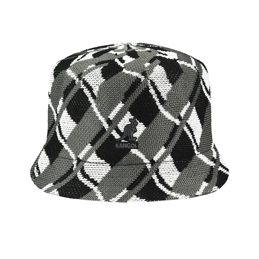KANGOL Wavy Pane Bucket Hat - Black & White Adjustable Cotton Sun Hat for Men & Women | Perfect for Beach, Outdoor, and Summer Fashion