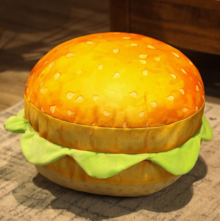 Funny Hamburger Pillow - Soft Plush Toast Bread Cushion for Home Decor, Halloween & Christmas Gifts | Novelty Food-Shaped Backrest for Sofa, Bed & Dorm Room | Perfect for Anime Fans, Sleepovers & Cozy Movie Nights