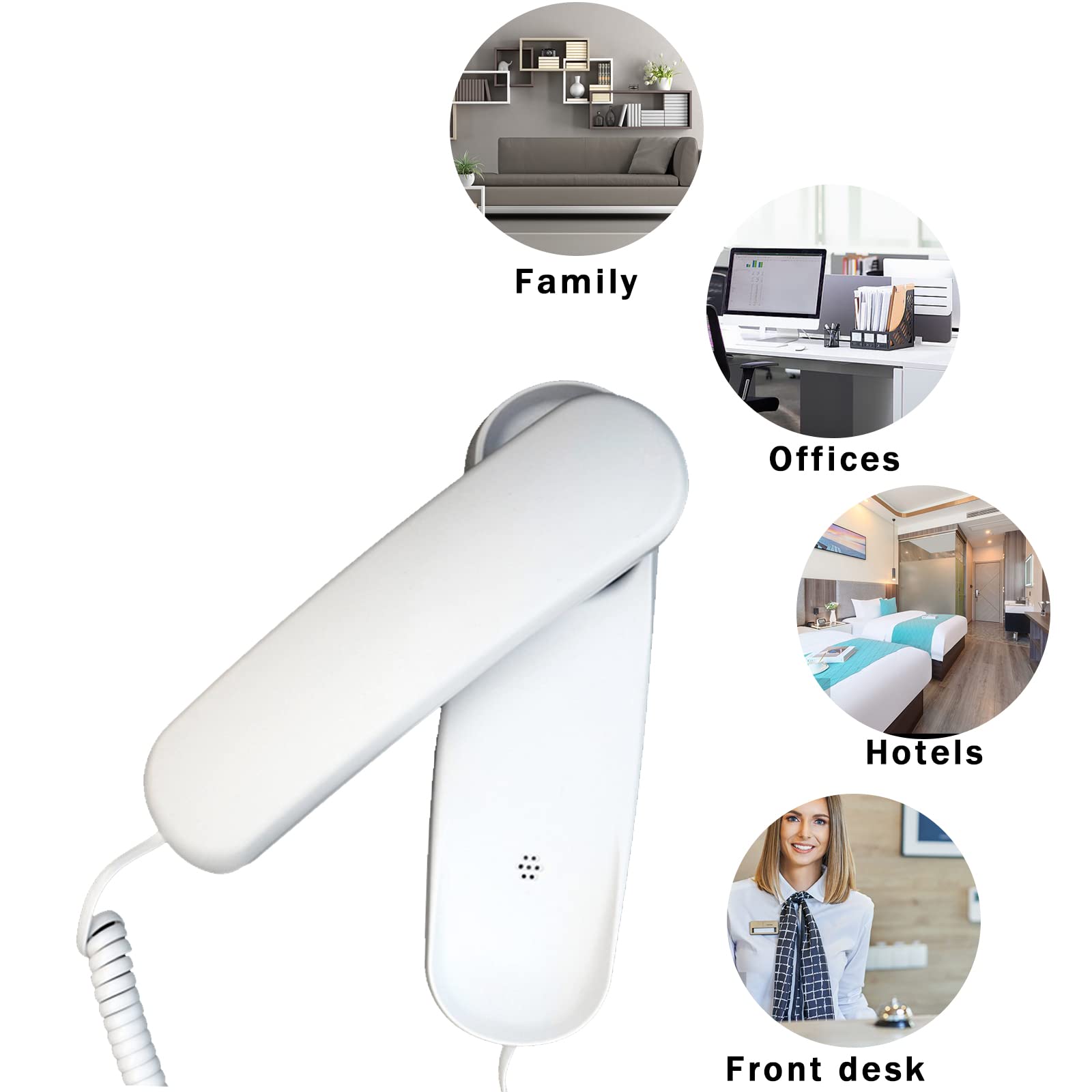 Sangyn Mini Corded Landline Phone with Lighted Keypad - Wall Mountable Desk Telephone for Home, Office & Kitchen - No AC Power Required - Ideal for Elderly & Emergency Use