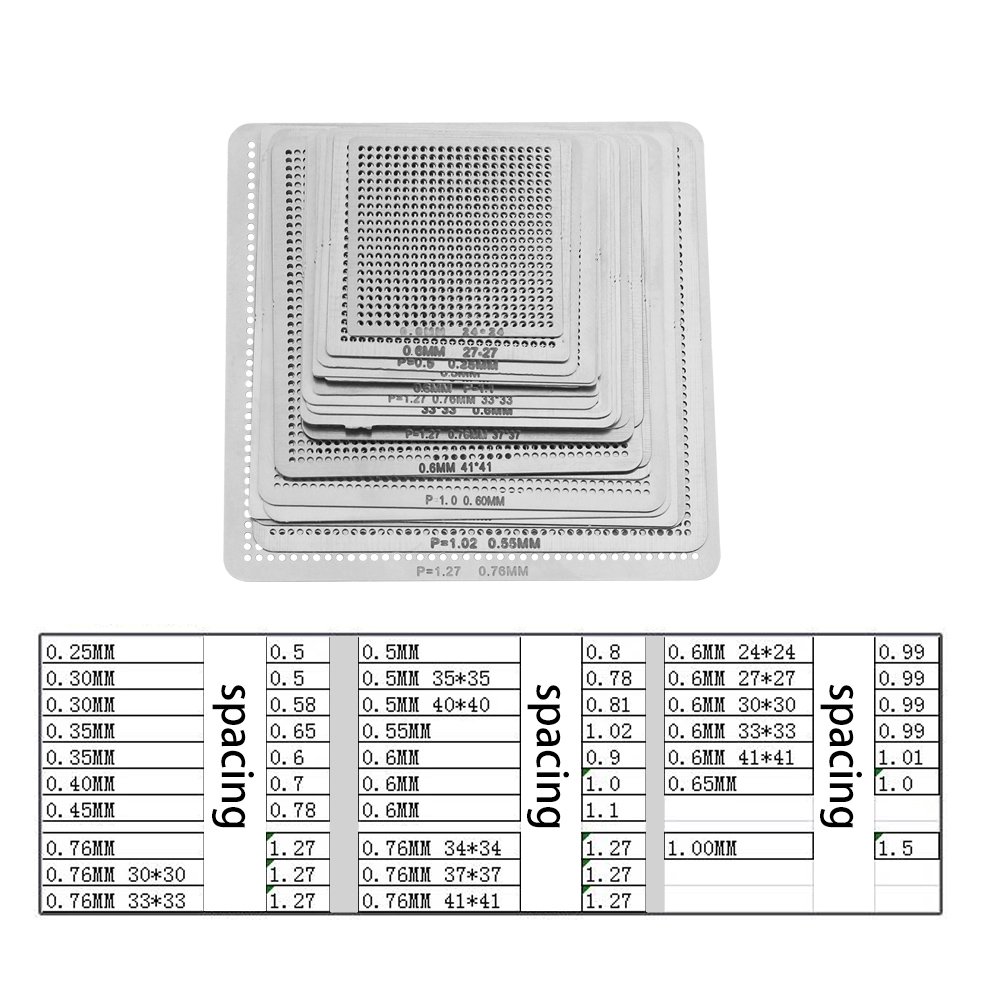 27pcs Universal BGA Stencils Kit - Direct Heat BGA Reballing Templates for Soldering & Welding Accessories | PCB Repair, Chip Reballing, Electronics Maintenance