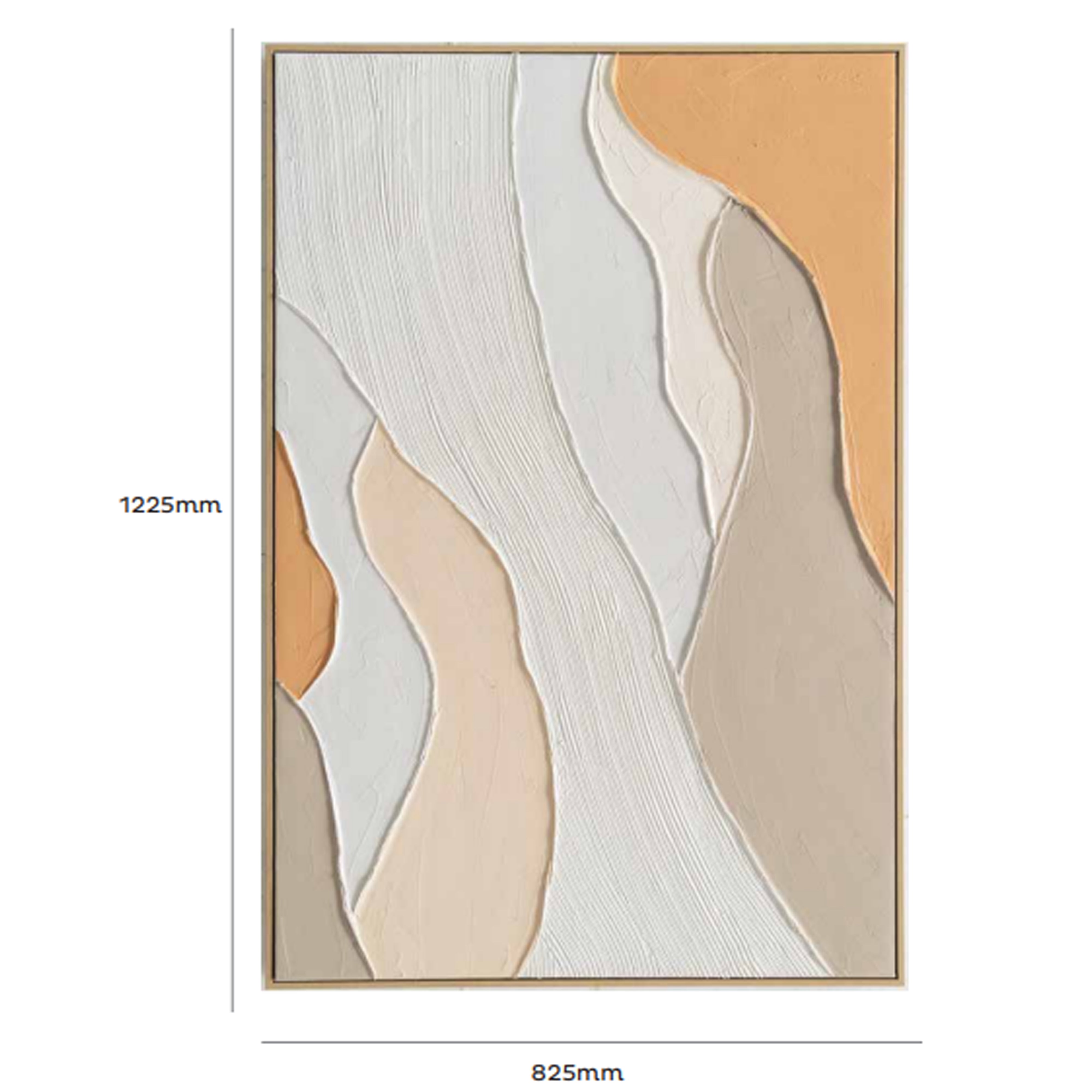 Urban Style Textured Apricot Waves Oil Painting Brushstrokes - Handmade Wall Art for Living Room, Bedroom & Office Decor