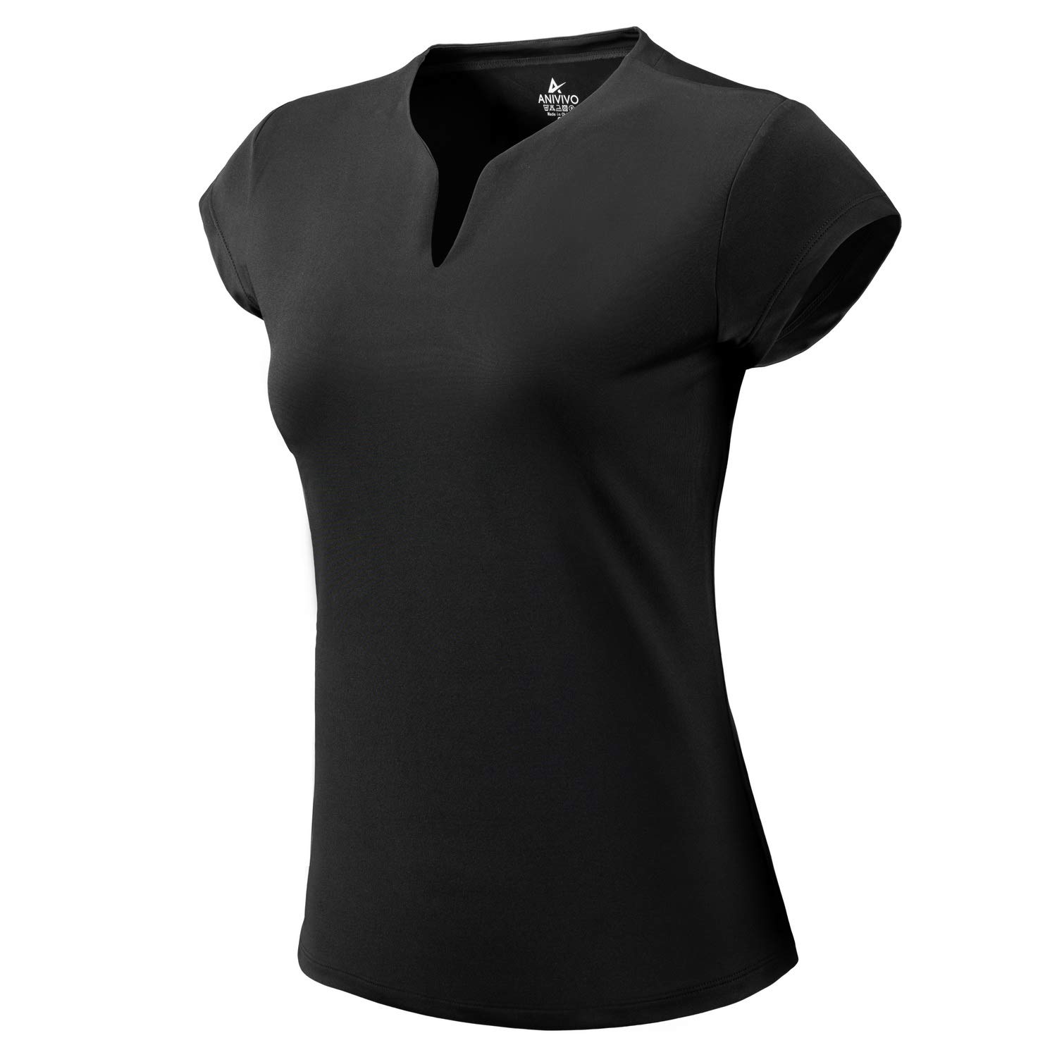 ANIVIVO Women's Tennis Shirts - Short Sleeve V-Neck Athletic T-Shirts for Golf, Running & Pickleball | Breathable Solid Color Workout Top for Sports & Casual Wear