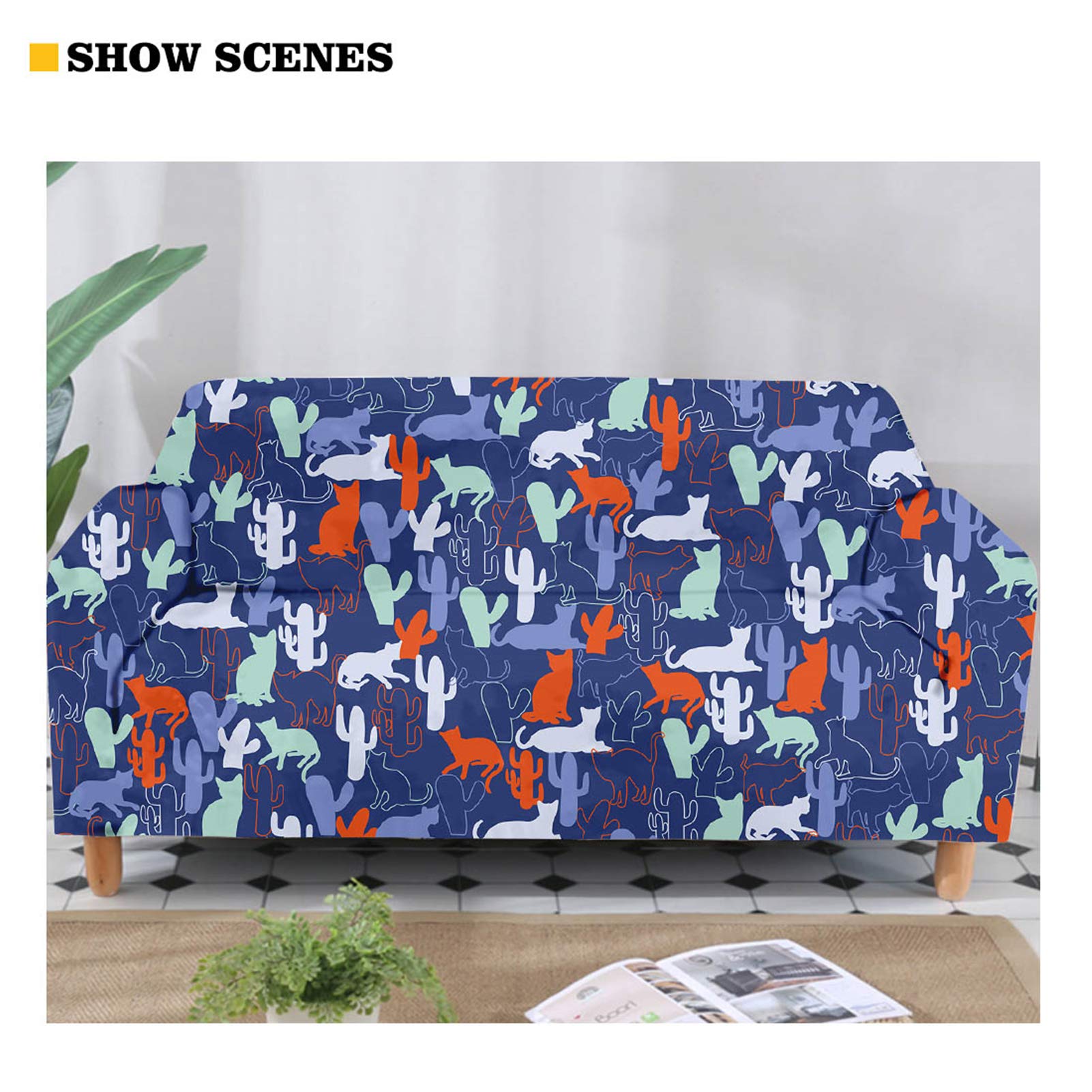 Hawaiian Starfish Beach Print Stretch Sofa Slipcover - Elastic Bottom, Durable & Washable Couch Cover - Fits Most Couches - Perfect for Living Room, Beach House & Vacation Rental Decor