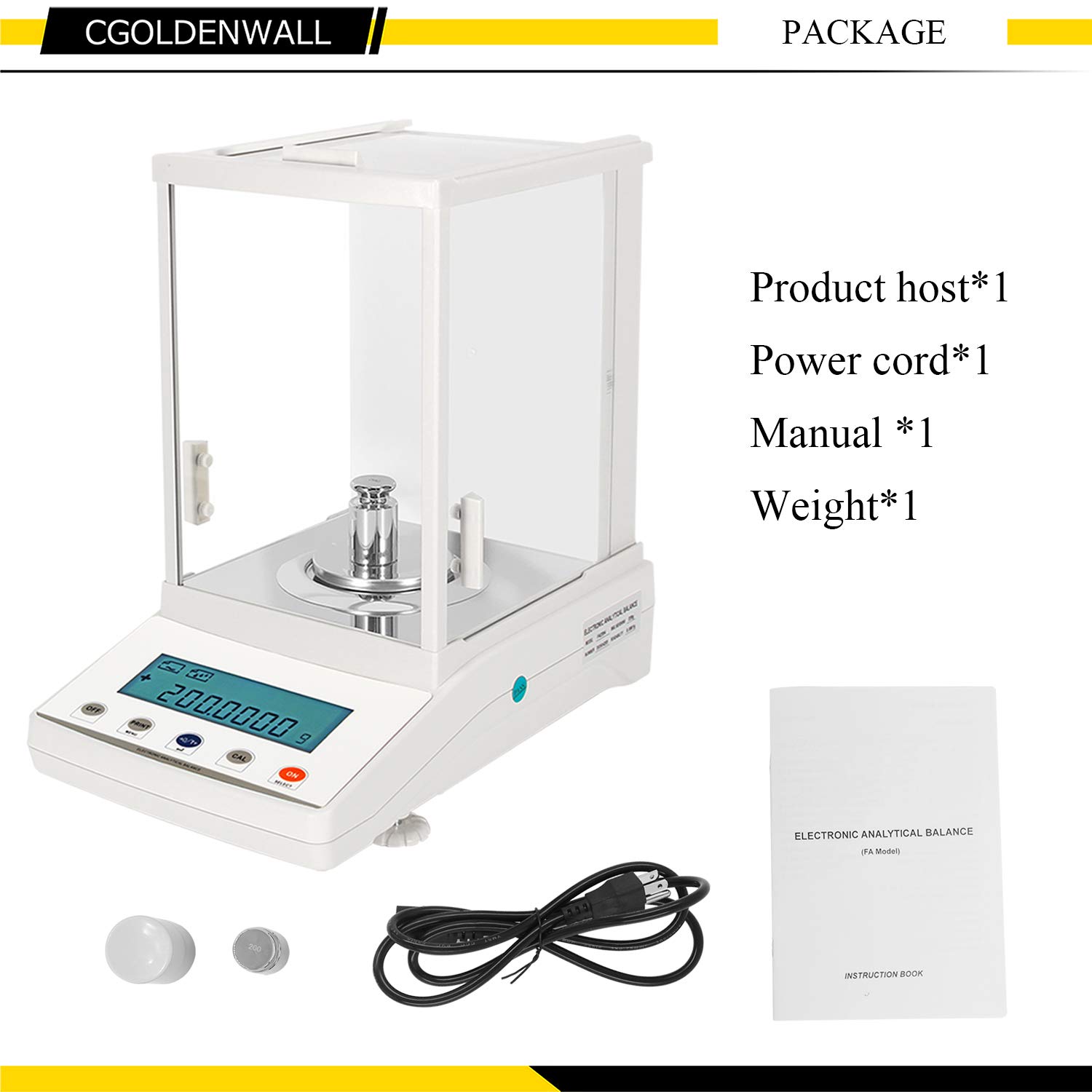 CGOLDENWALL 0.1mg High Precision Digital Analytical Balance - 0.0001g Accuracy Laboratory Scale with USB, 110g Capacity for Jewelry, Pharmacy, School & Industrial Use | Perfect for Gold Weighing, Chemical Measurement & Scientific Research