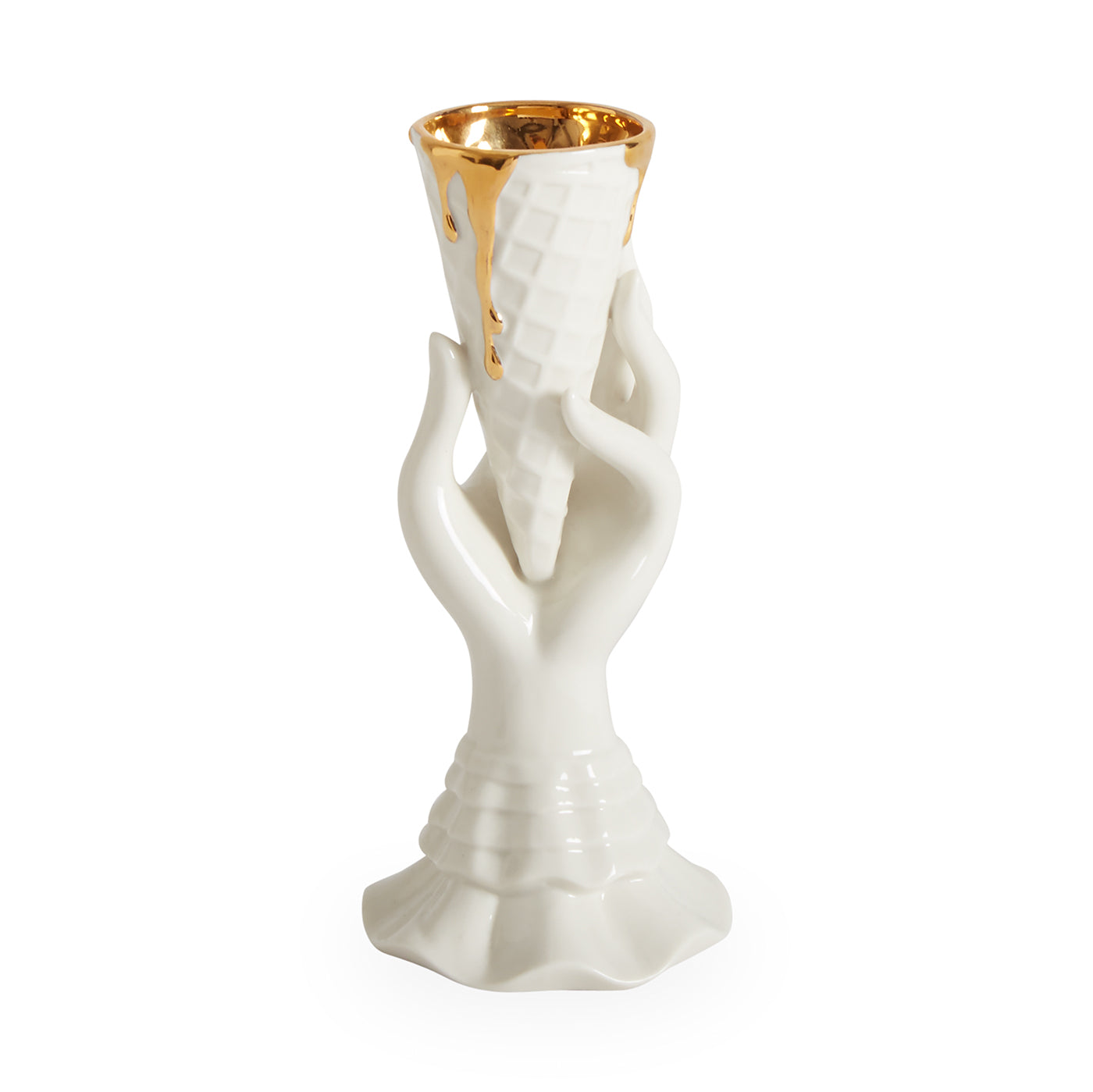 Gilded I Scream Vase - Unique Decorative Ceramic Vase for Home & Office - Perfect for Floral Arrangements, Centerpieces, and Modern Interior Design