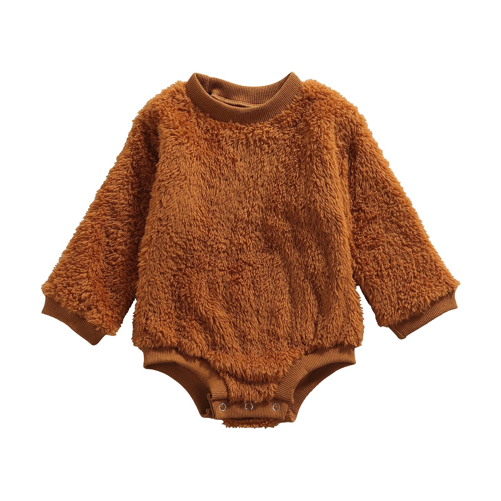 **Newborn Baby Fleece Romper - Long Sleeve Crewneck Jumpsuit for Boys & Girls | Warm Plush Outfit for Winter, Photoshoots & Cozy Home Wear**