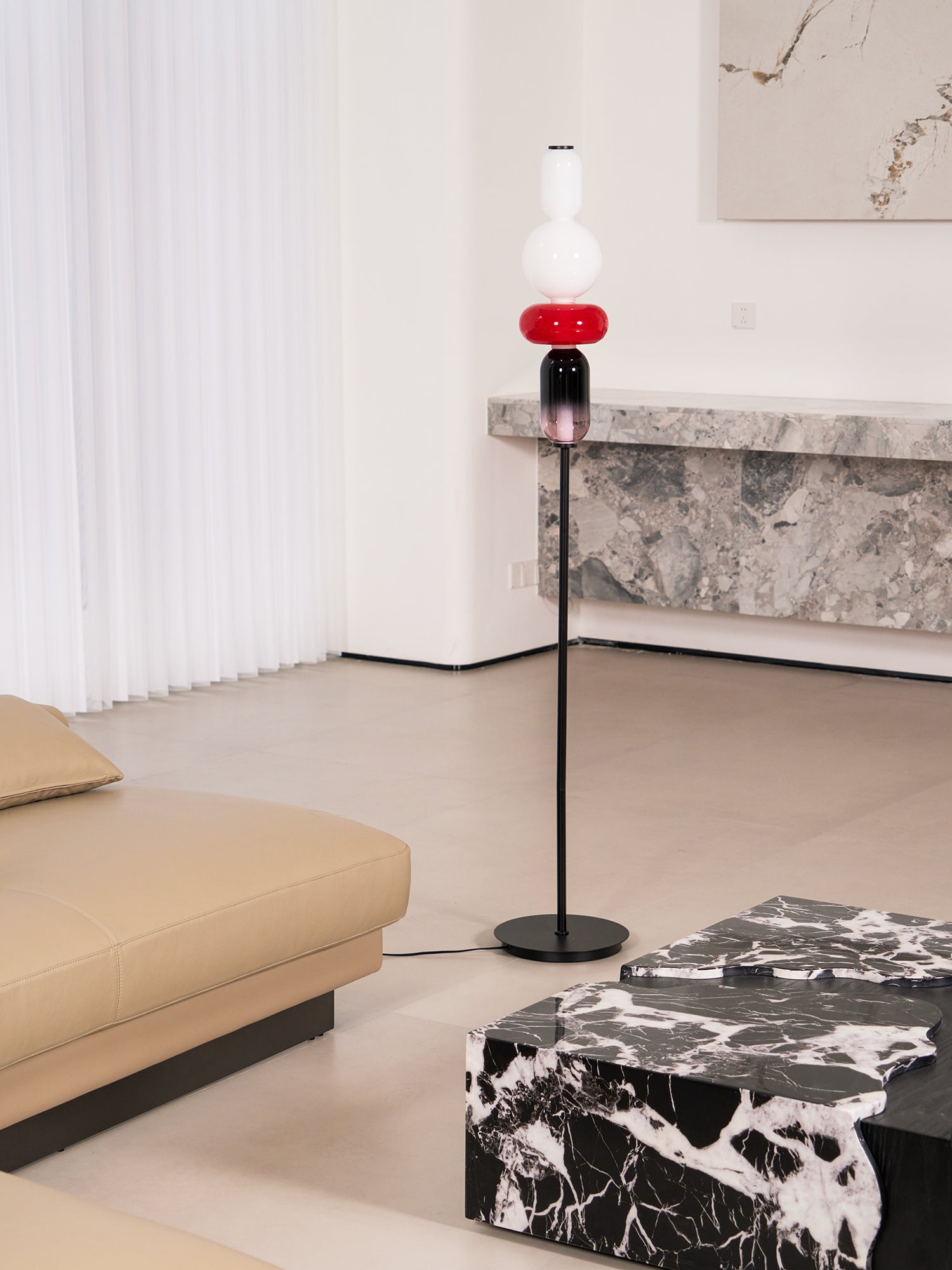 LED Glass Floor Lamp with Remote Control - Modern Dimmable Standing Light for Living Room, Bedroom, and Office Decor