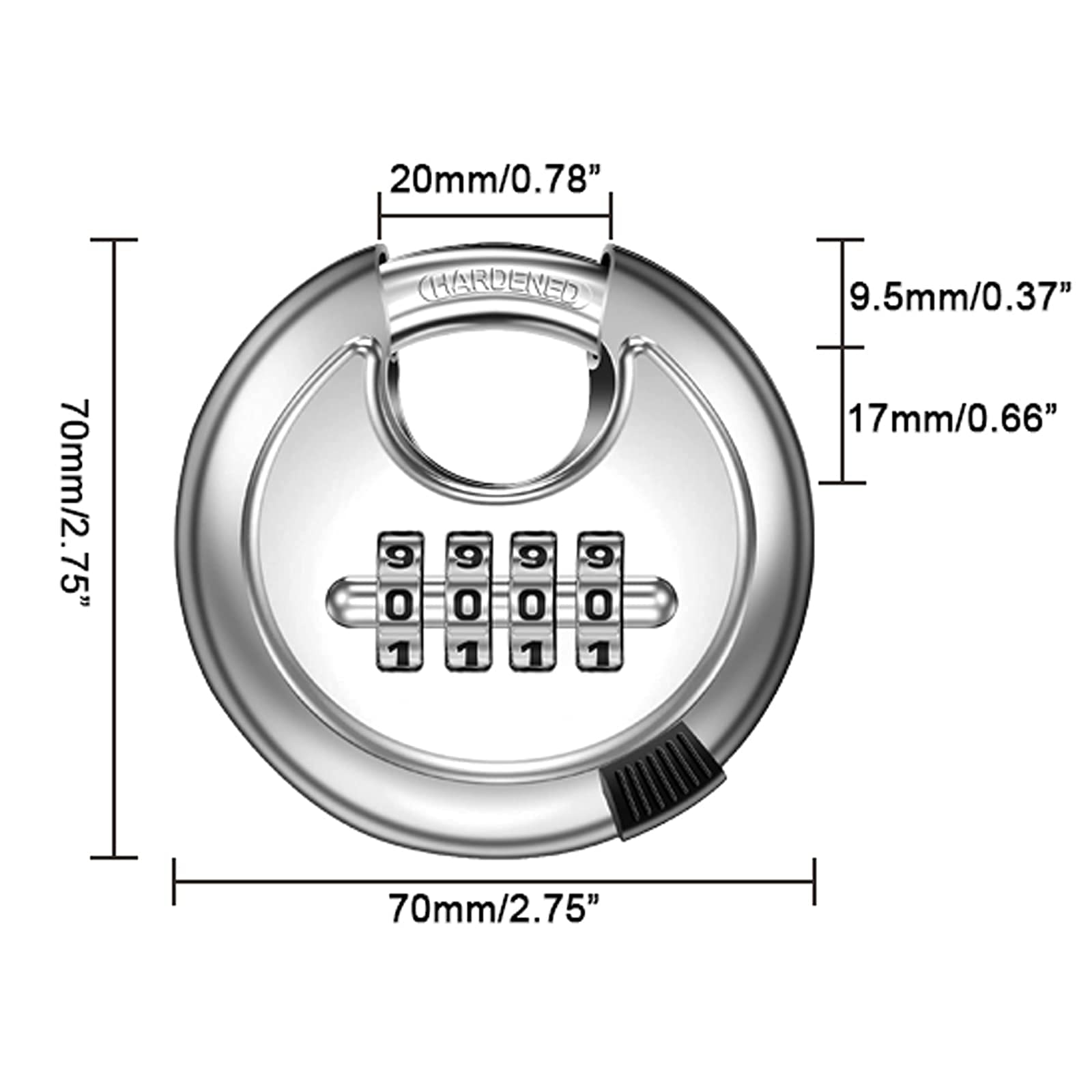 4 Digit Combination Disc Padlock with Keys - Heavy Duty Outdoor Lock for Storage Units, Gates, Fences & Trailers - Secure Your Valuables in Any Weather