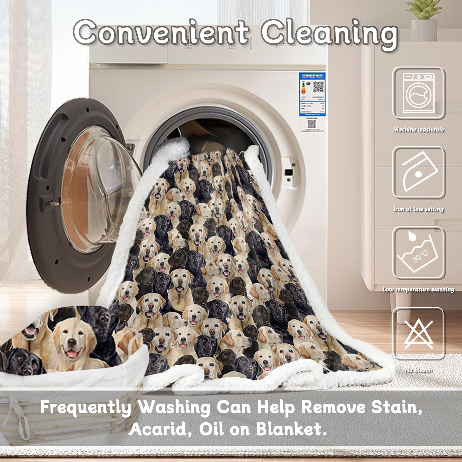 **BlessLiving Golden Labrador Retriever Fleece Blanket - Soft Sherpa Dog Blanket for Pets, 60