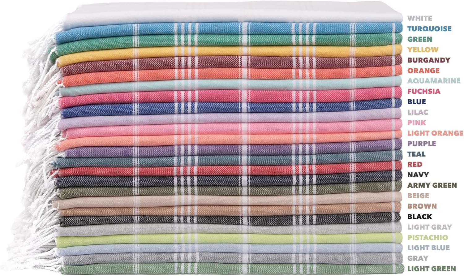 Premium Turkish Beach Towels - 100% Cotton Oversized Quick Dry Bath & Pool Towels, Sand-Free Lightweight Travel Blanket (Set of 14) | Perfect for Summer Vacations, Beach Trips, Poolside Lounging & Outdoor Adventures