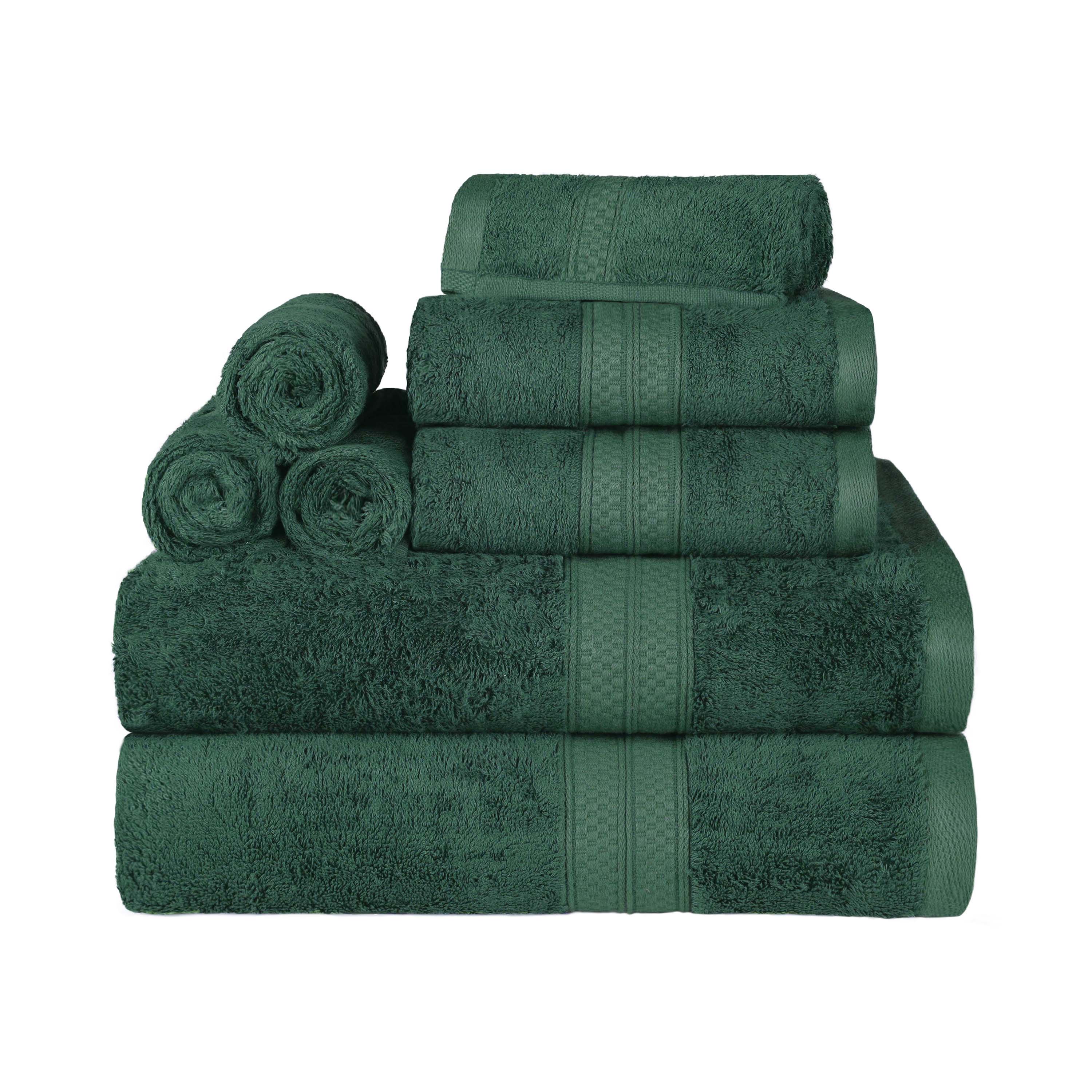 Ultra Soft Rayon Bamboo Cotton Blend 8-Piece Towel Set | Luxury Bath & Beach Towels for Spa, Pool & Home Use