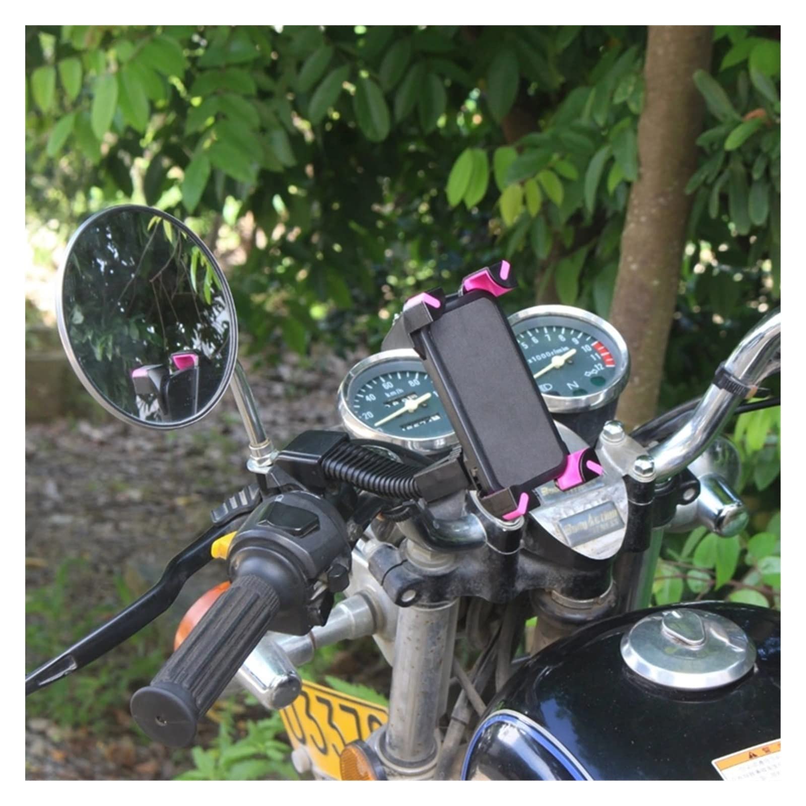 Universal Motorcycle Phone Mount - Anti-Slip Handlebar Phone Holder for 3.5-7 Inch Smartphones (Pink) | Perfect for Riding, Commuting & GPS Navigation