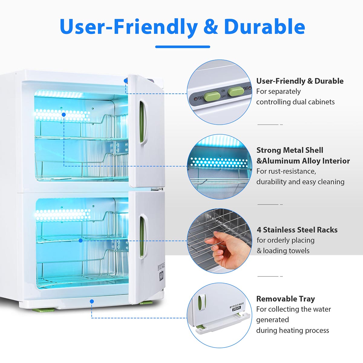 46L 2-in-1 Heated Towel Warmer & UV Sterilizer Cabinet - Dual Room Design for Bathroom & Spa | Perfect for Hotels, Gyms & Home Luxury