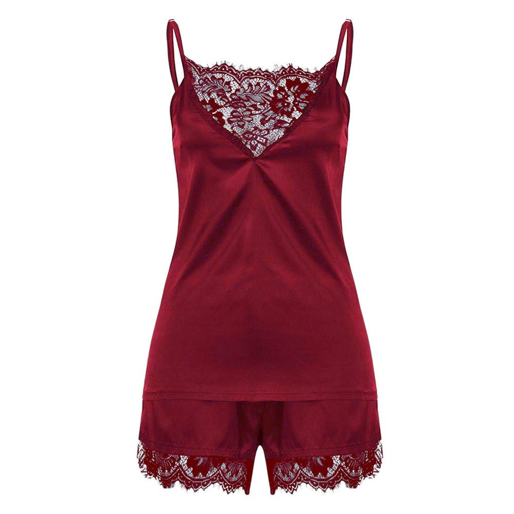Plus Size Satin Cami Nightwear Set - Lace Trim Sleepwear for Women | Comfortable Home & Lounge Wear