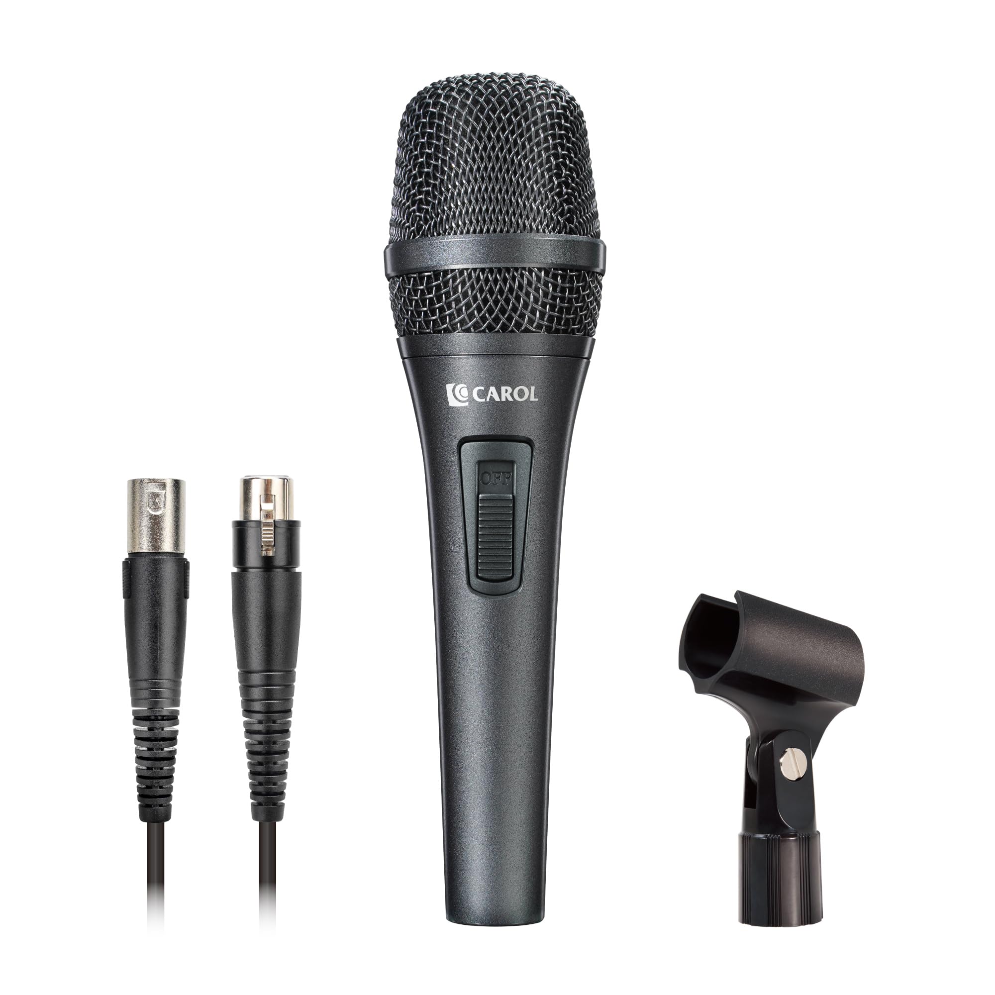 CAROL AC-910S Professional XLR Wired Dynamic Microphone - Cardioid Vocal Mic with AHNC Noise Cancelling Technology for Singing, Recording, Karaoke, Live Performance & Studio Use | Includes Mic Clip, 14.8ft XLR Cable & On/Off Switch | Perfect for Home Studios, Podcasting & Stage Performances