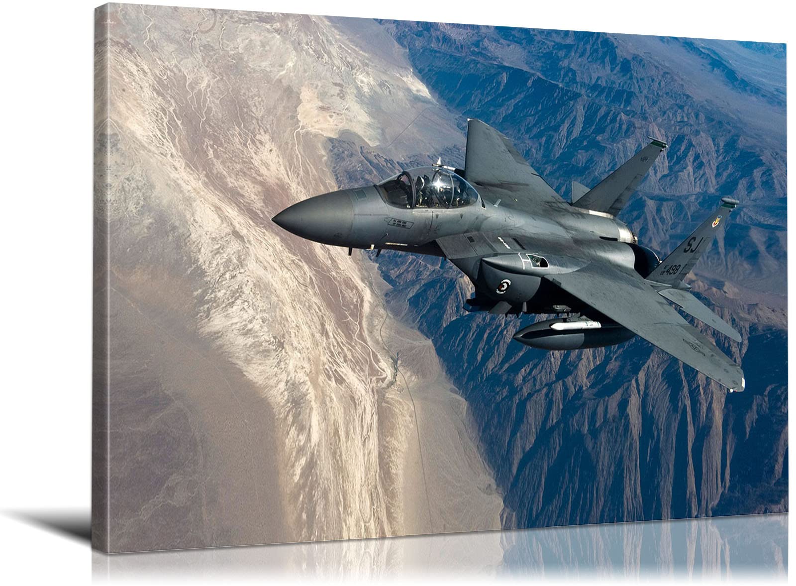 US Air Force F-15E Strike Eagle Jet Fighter Aviation Wall Art Poster - 28x40 Inch Military Decor, Airplane Pictures for Home & Office, Man Cave, Bedroom, Game Room, Bar Decor - Perfect Gift for Aviation Enthusiasts & Veterans