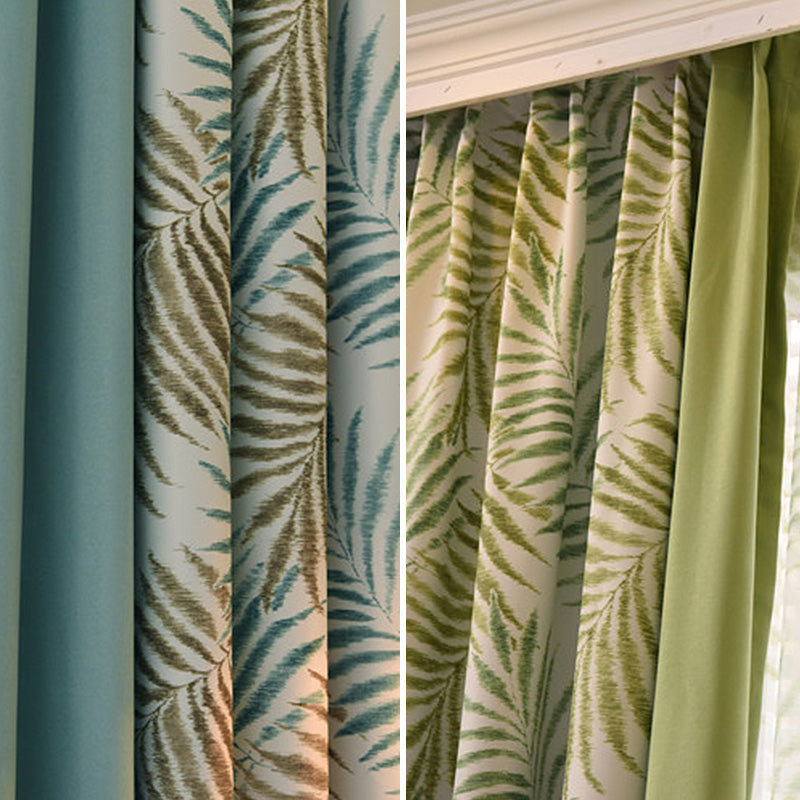Valerie Color Blocking Rustic Botanical Blackout Custom Curtains - Thermal Insulated Window Drapes for Living Room, Bedroom & Nursery