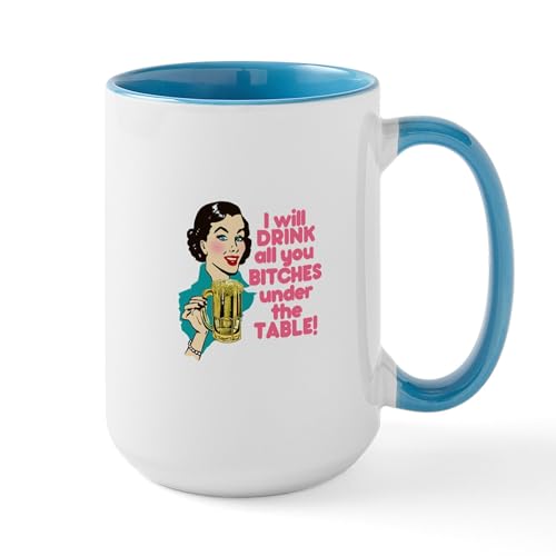 White/Blue Inside - Funny Beer Drinking Humor Large Mug