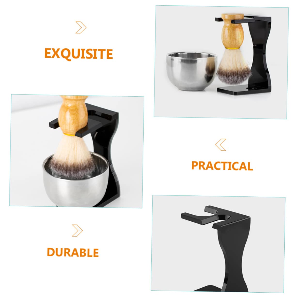Premium Men's Shaving Kit - Stainless Steel Razor, Shaving Cream & Brush Set for Smooth Face & Head Shaving - Perfect Grooming Gift for Men at Home or Travel